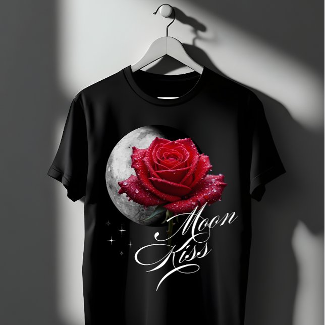 Camiseta Moon Kiss Rose & Full Moon Romantic Art (Criador carregado)
