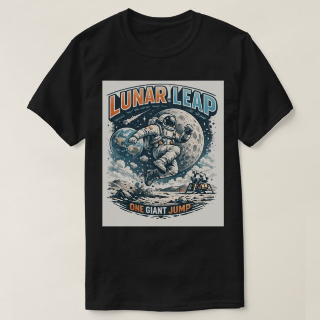 Camiseta Moon Leap: Gravity Defying Astronaut (Frente do Design)