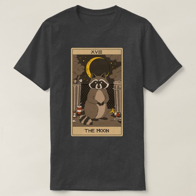 Camiseta Moon Raccoons Tarot (Frente do Design)