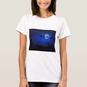 Camiseta Moon Silhouettes Santa Claus Reindeers Papais noei