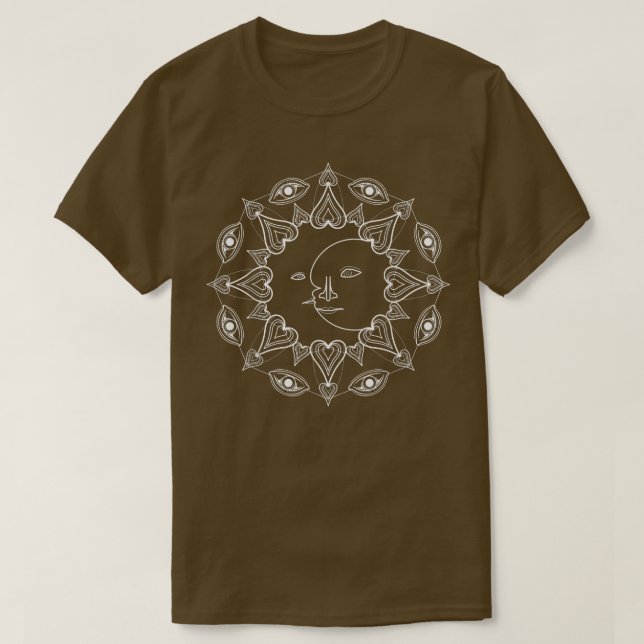 Camiseta Moon Sun Celestial Body Pagan Witch Mães Góticas E (Frente do Design)