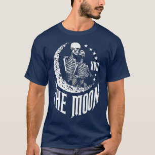 Camiseta Moon Tarot Card Skeleton Casal Vintage Gótica Ast