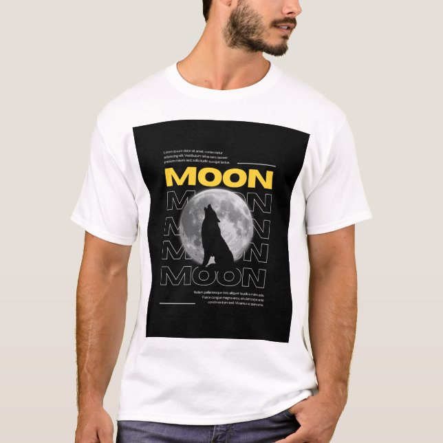 Camiseta Moon & Wolf – Gráfico Místico da Natureza (Frente)