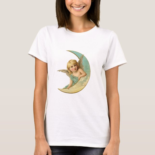 Camiseta Moonbeam - anjo e colagem da lua (Frente)