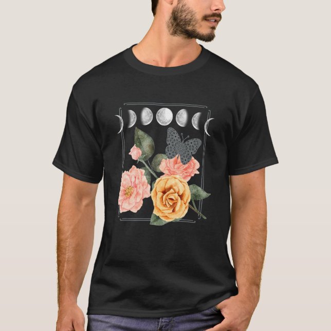Camiseta Moonfases Flores Rosa Borboleta Celesti (Frente)