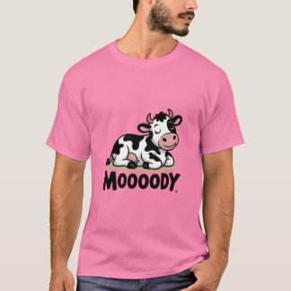 Camiseta Mooody Cow Cute Cartoon Design