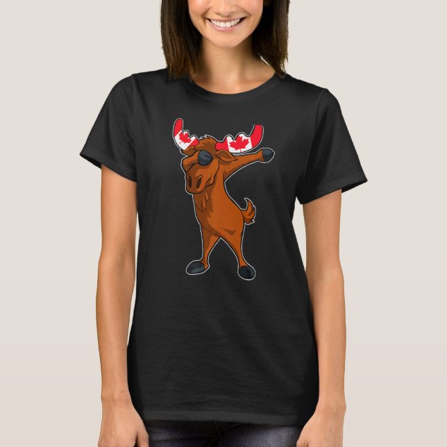 Camiseta Moose Dab Maple Leaf Canada Flag Da (Frente)