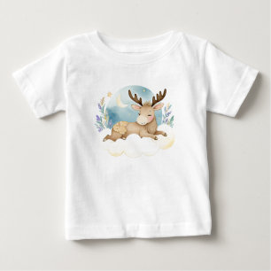 Camiseta Moose de Bebê Bonita na Lua -