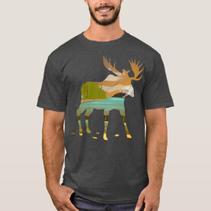 Camiseta Moose Dupla Exposta à Cena da Natureza Feliz