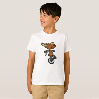 Camiseta Moose montando monociclo| escolher cor de fundo