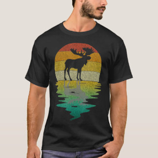 Camiseta Moose Silhuette Sunset Retro Vintage 70s Natureza