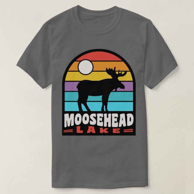 Camiseta Moosehead Lake Moose Crachá Maine (Frente do Design)