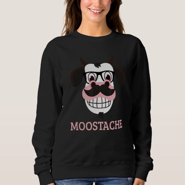 Camiseta Moostache Funny Cow Mustache Farm Animal Pun (Frente)