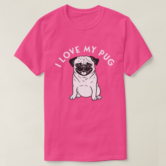 Camiseta Mops Eu amo minha saia Mops (Frente do Design)