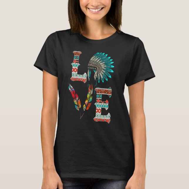 Camiseta Morada Nativa Americana Indígena com Feather (Frente)