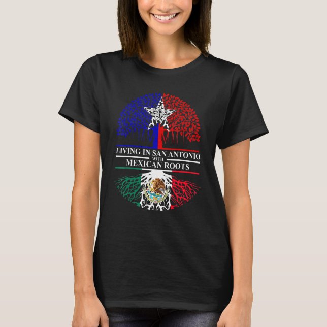 Camiseta Morando Em San Antonio Com Raízes Mexicanas Sa (Frente)
