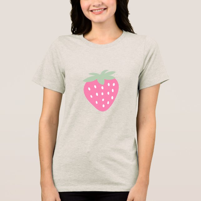 Camiseta morango de rosa claro (Frente)