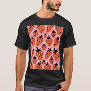 Camiseta Morango divertido, design sem costura desenhada à