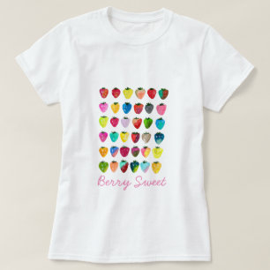 Camiseta Morango doce doce fruta doce aquarela