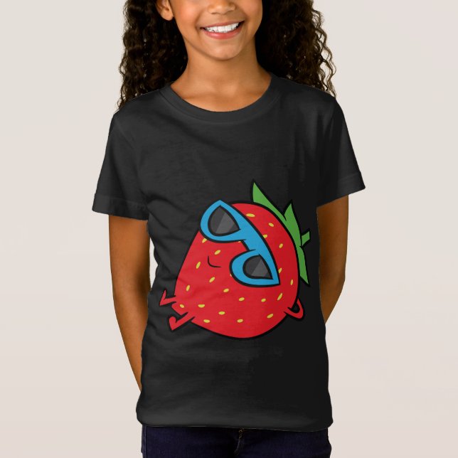 Camiseta Morango Fruta de Verão Óculos de sol Morango (Frente)