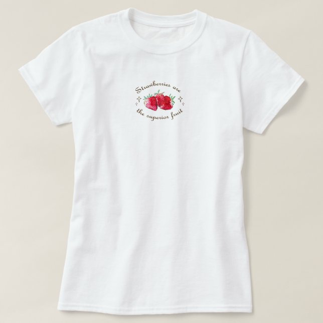 Camiseta Morango fruta vermelho doce fresco (Frente do Design)