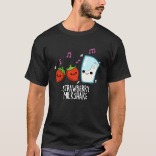 Camiseta Morango Leite Agitar Comida Engraçada Arma Escuro