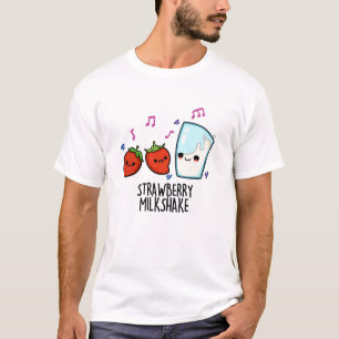 Camiseta Morango Leite Agite Comida Engraçada