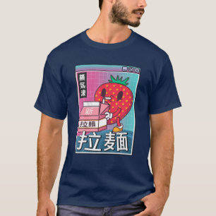 Camiseta Morango Leite Digital Japão Estilo Otaku Anime Va