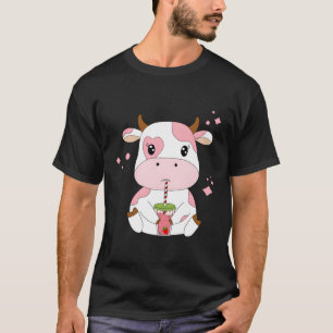 Camiseta Morango Leite Kawaii Estético K Impressão