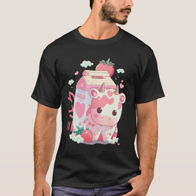 Camiseta Morango Leite Milhar Vaca Boca Cute Kawaii J (Frente)