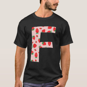 Camiseta Morango Rosa Funny Monograma Inicial Letra F Gi