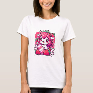 Camiseta Morango Vaca Kawaii Anime Morango Leite _2_1