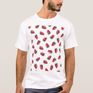 Camiseta Morangos Aquarela: Padrão Sem Costura Brincante