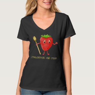 Camiseta Morangos & Creme Slogan Divertido Humor Frutado Ex