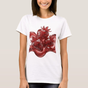 Camiseta Morangos de vidro vermelho prateado e elegante Art