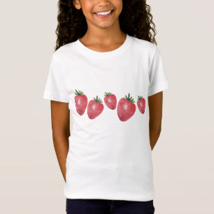 Camiseta Morangos Fofos Aquarela Pintado à Mão
