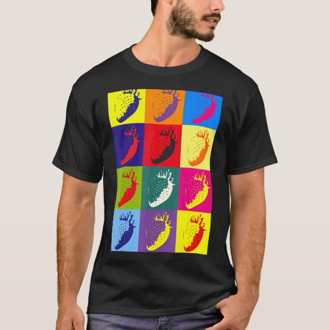 Camiseta Morangos Fruta de Verão Comida Vermelha Pop (Frente)