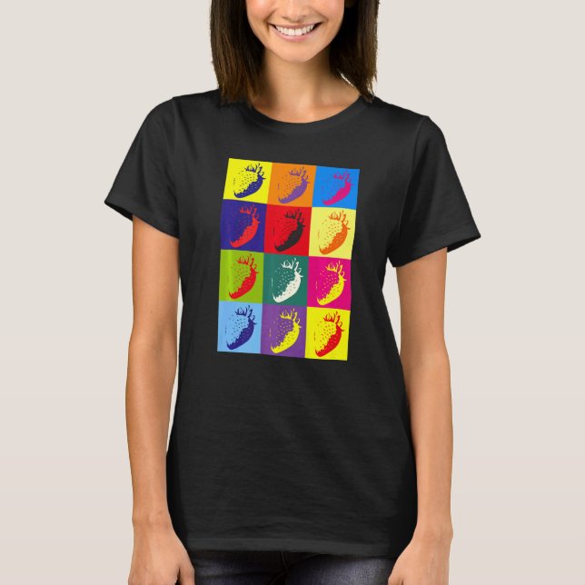 Camiseta Morangos Fruta de Verão Comida Vermelha Pop (Frente)
