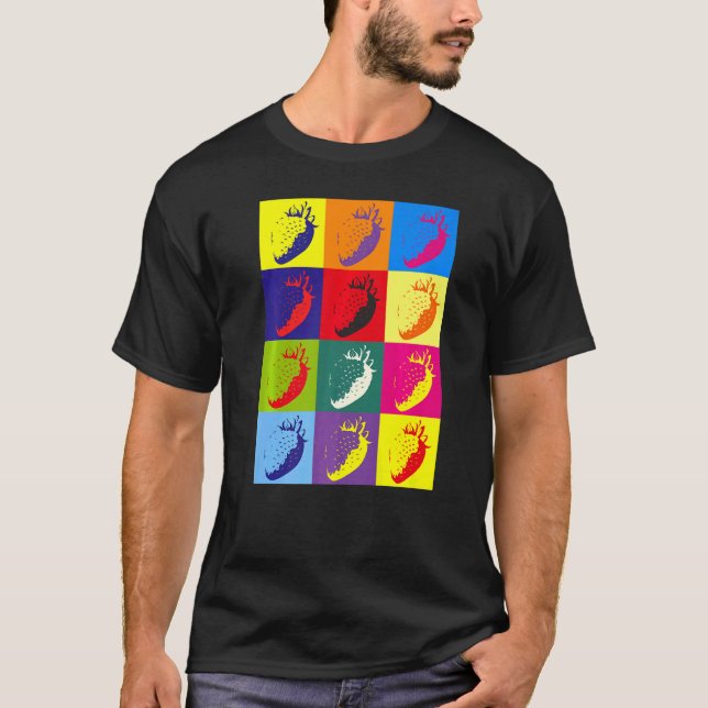 Camiseta Morangos Fruta de Verão Comida Vermelha Pop (Frente)