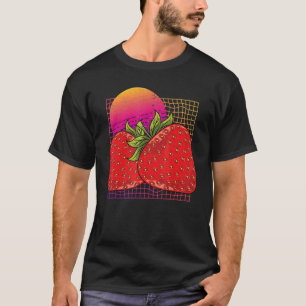 Camiseta Morangos Frutas de Berry Vermelho Morangos 80s Vap
