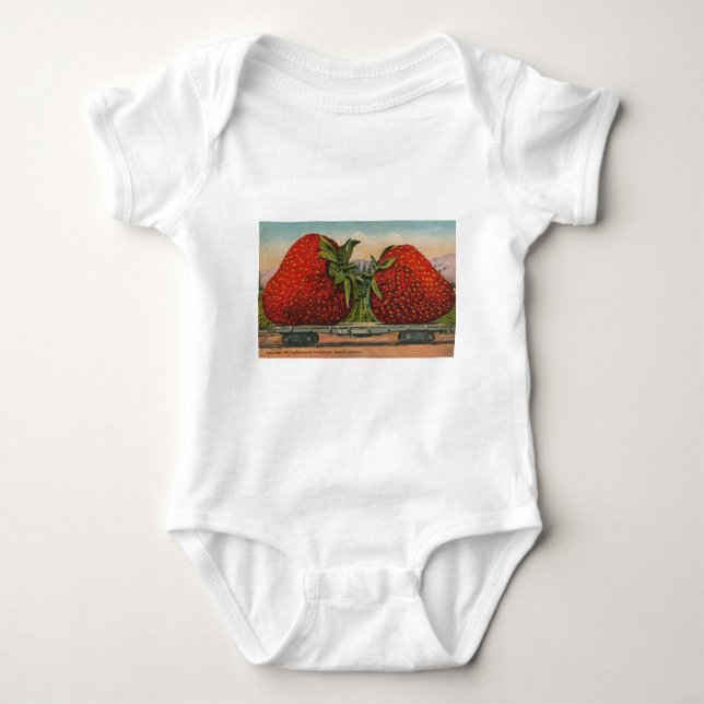 Camiseta Morangos Giant Antiguidade Diversão da Fruta (Frente)