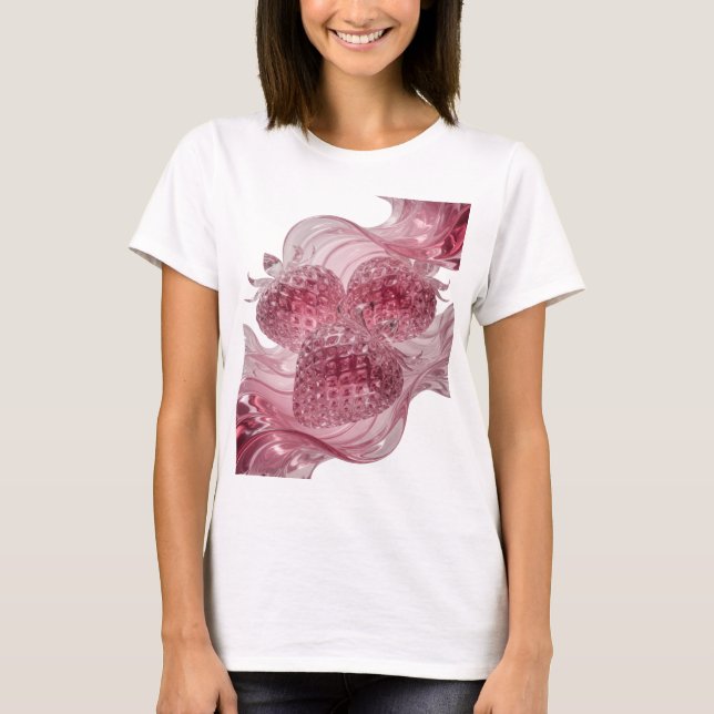 Camiseta Morangos Glasiosos Prateados e Divertidos em Ondas (Frente)