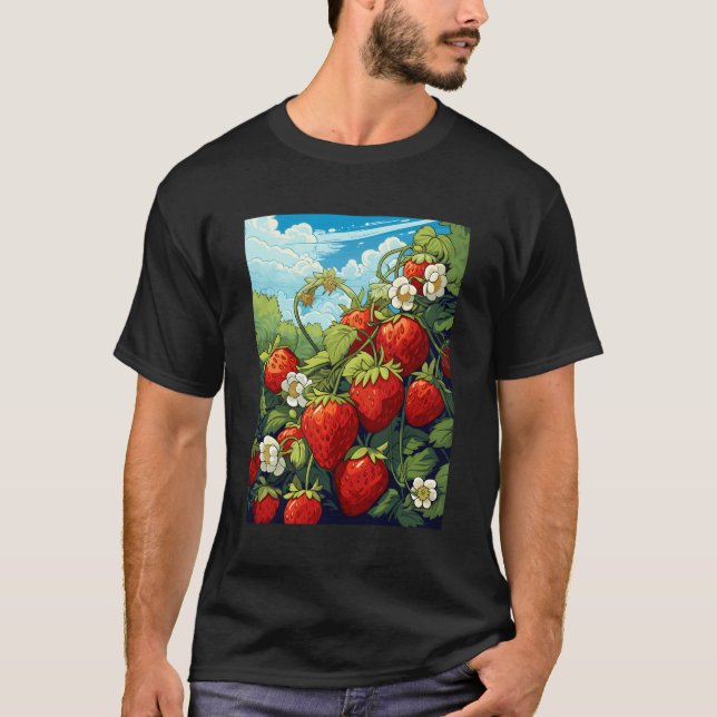 Camiseta Morangos Morango Morango Motif Morango Plantas De  (Frente)