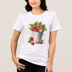 Camiseta Morangos Picados Frescos num Balde