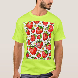Camiseta Morangos Vermelhos Suculentos Padrão