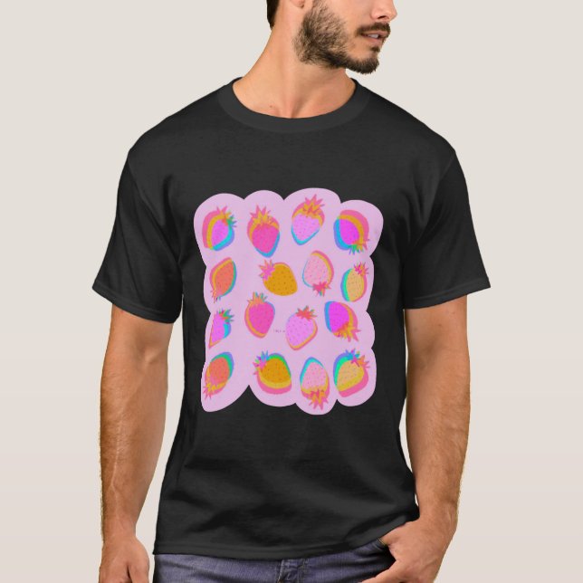 Camiseta Morangos - Vinheta Rosa (Frente)