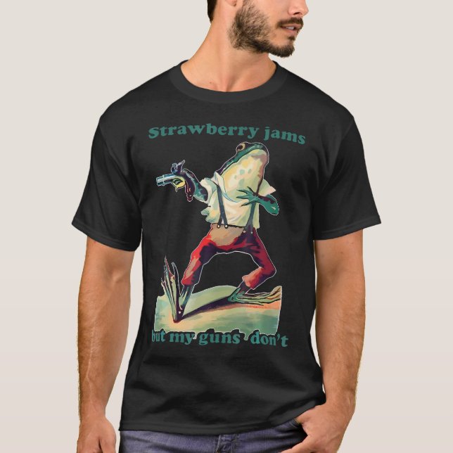 Camiseta Morcego De Morango Mas Minhas Armas Não (Frente)