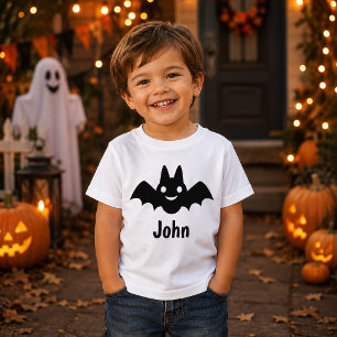 Camiseta Morcego Preto Sinistro Halloween Nome Personalizad