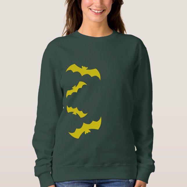 Camiseta Morcegos Amarelos Voadores de Halloween (Frente)