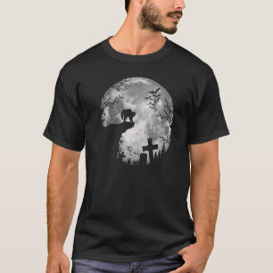 Camiseta Morcegos de Halloween e gatos pretos Lua das Bruxa